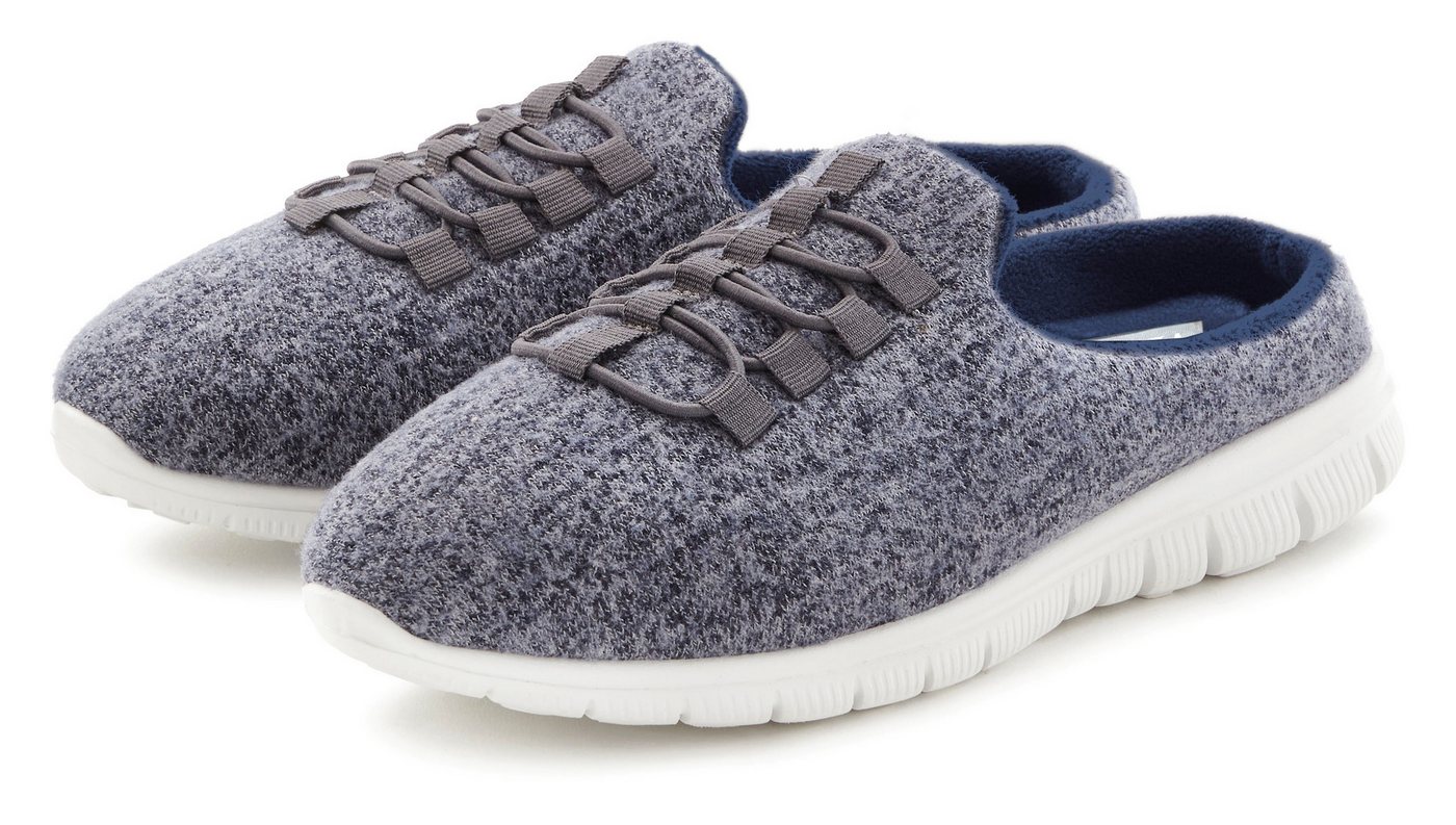Vivance Sneaker Hausschuh Slipper, Pantoffel, Pantolette, Clog VEGAN (blau/grau)