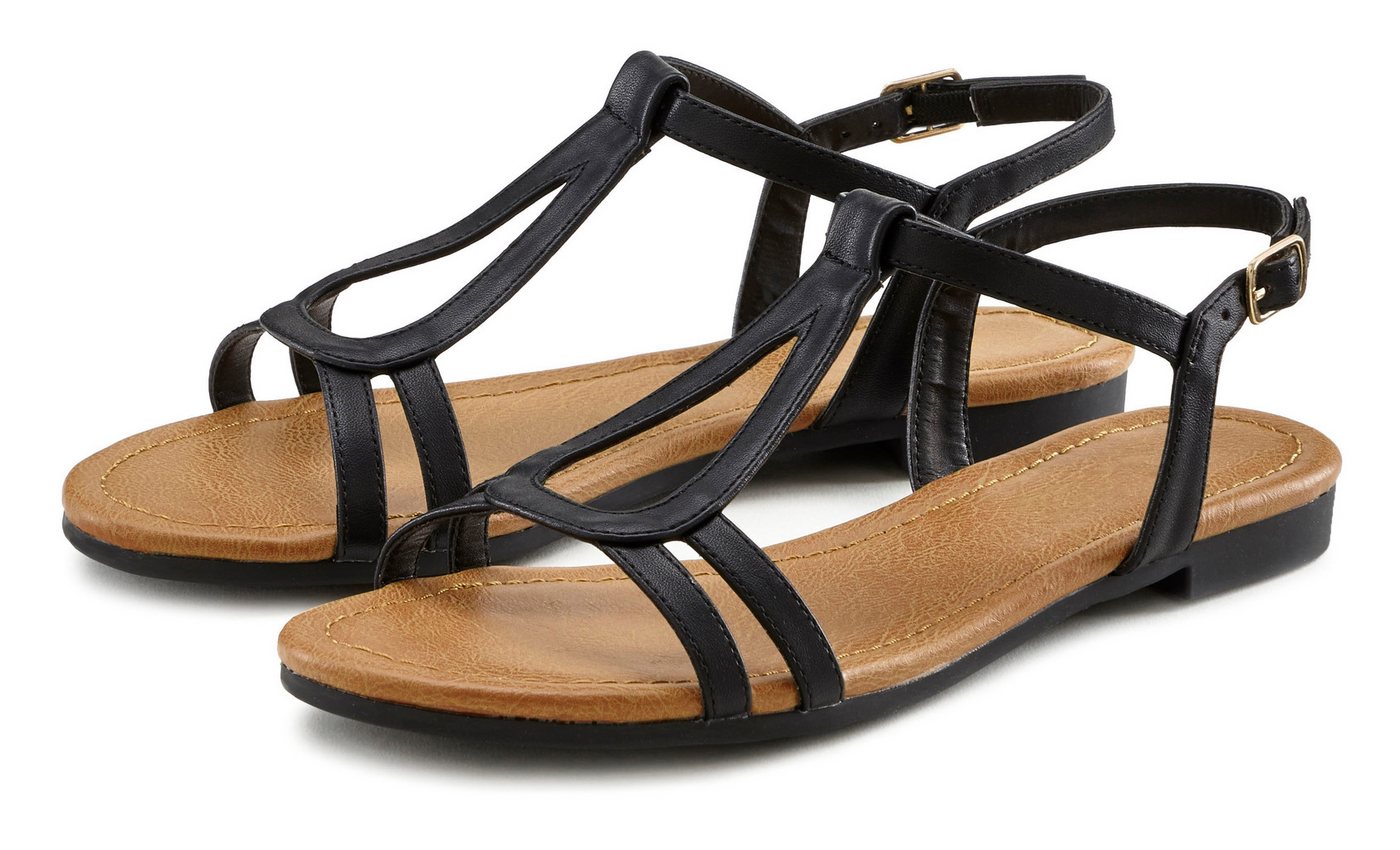 Vivance Sommerschuh Sandale Sandalette, Sommerschuh mit raffinierten Riemchen VEGAN (schwarz)