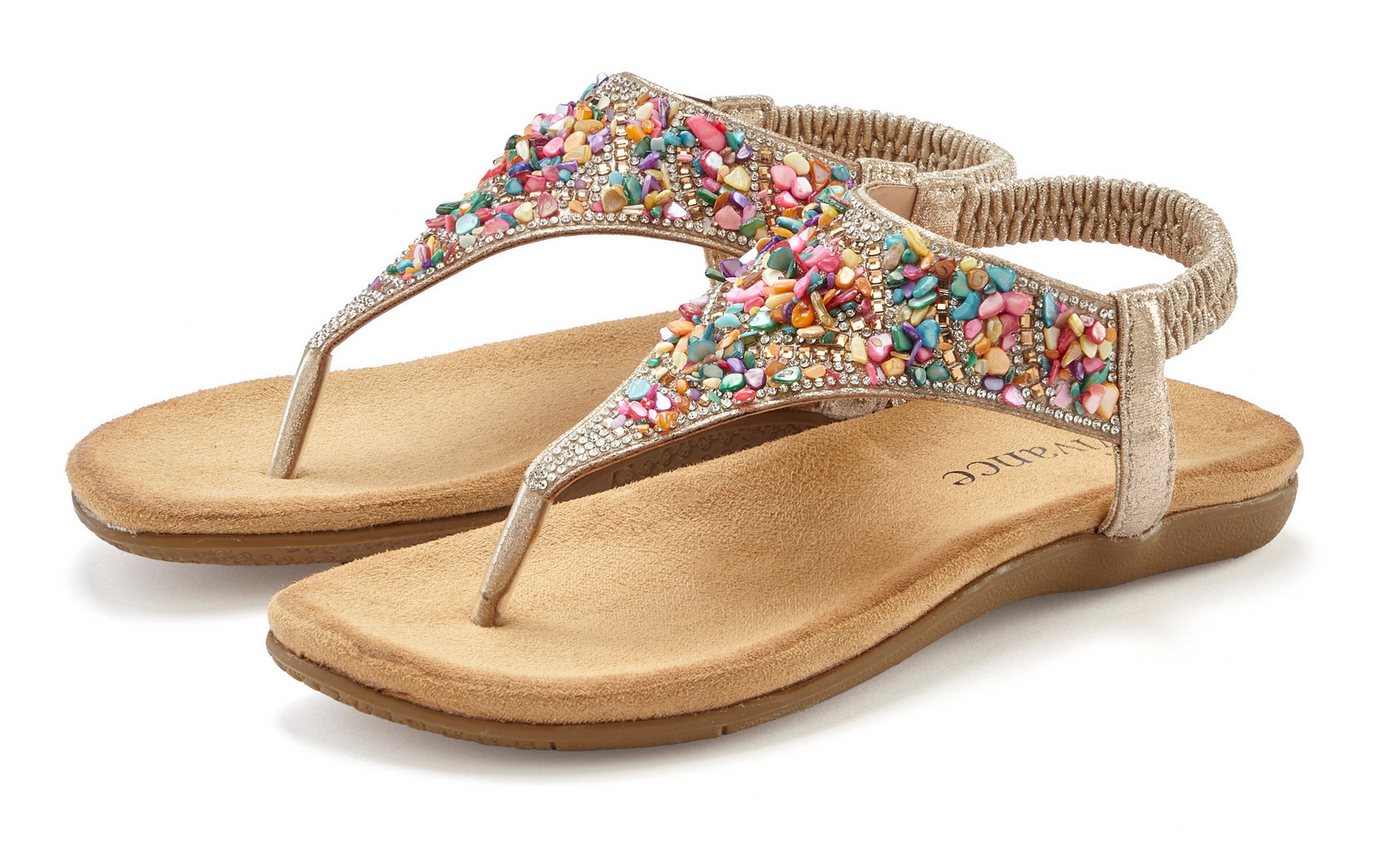 Vivance by Lascana Sommerschuh Sandale Zehentrenner Sandale mit Schmucksteinen VEGAN