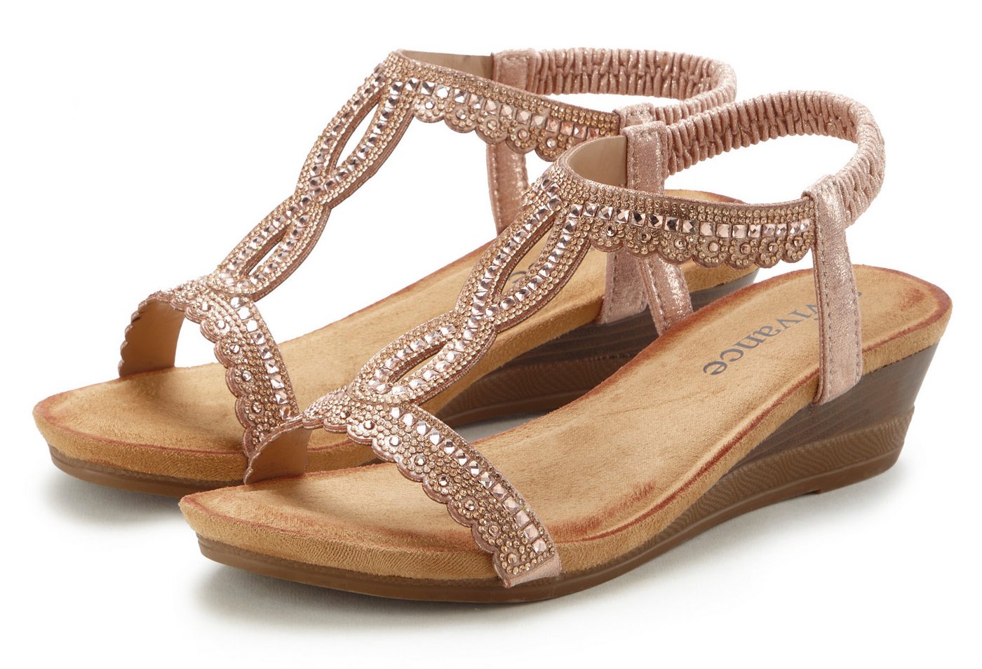 Vivance Sommerschuh Sandalette Sandale, Sommerschuh mit Glitzerdetails und elastischem Riemchen VEGAN