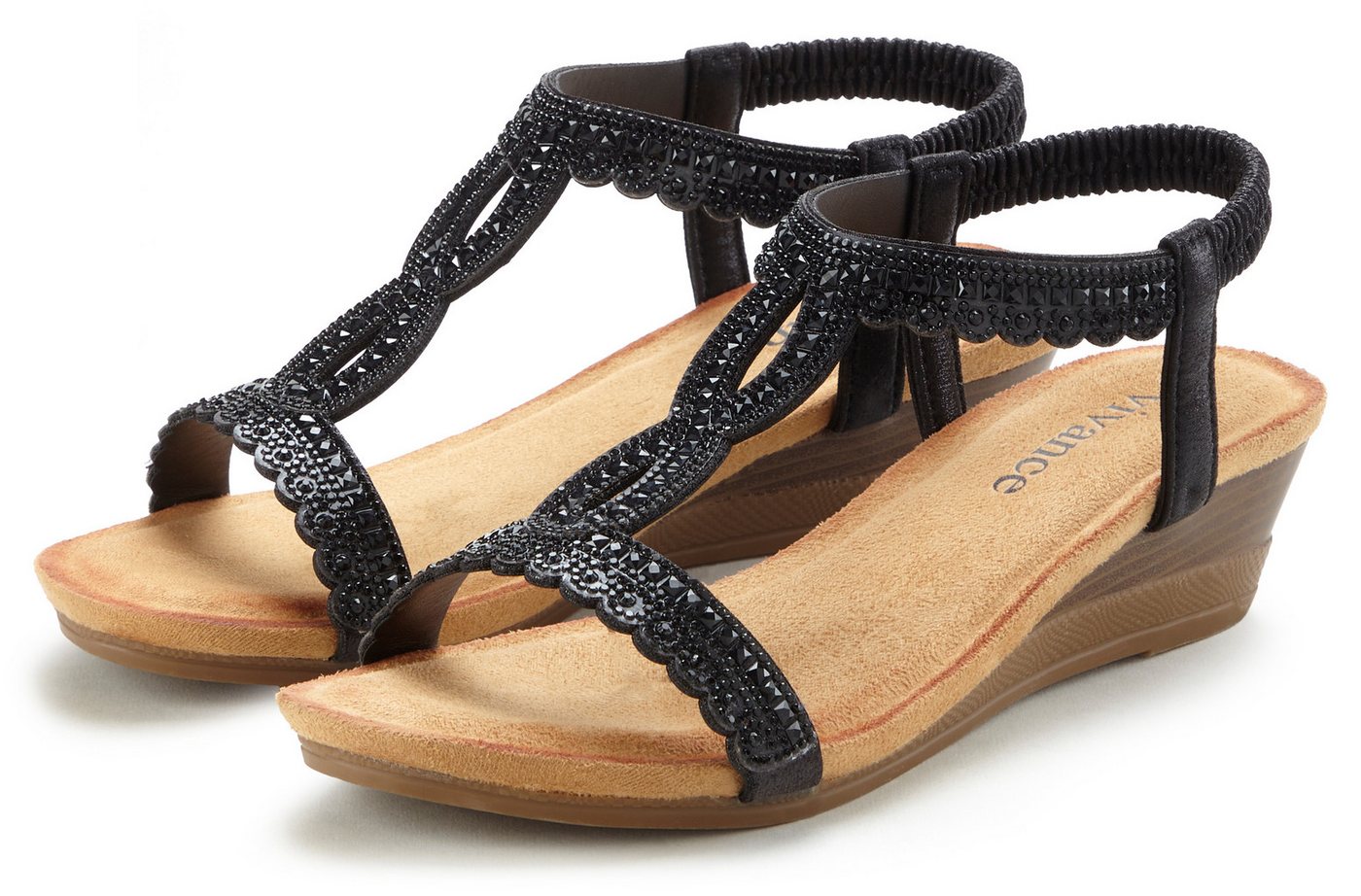 Vivance Sommerschuh Sandalette Sandale, Sommerschuh mit Glitzerdetails und elastischem Riemchen VEGAN