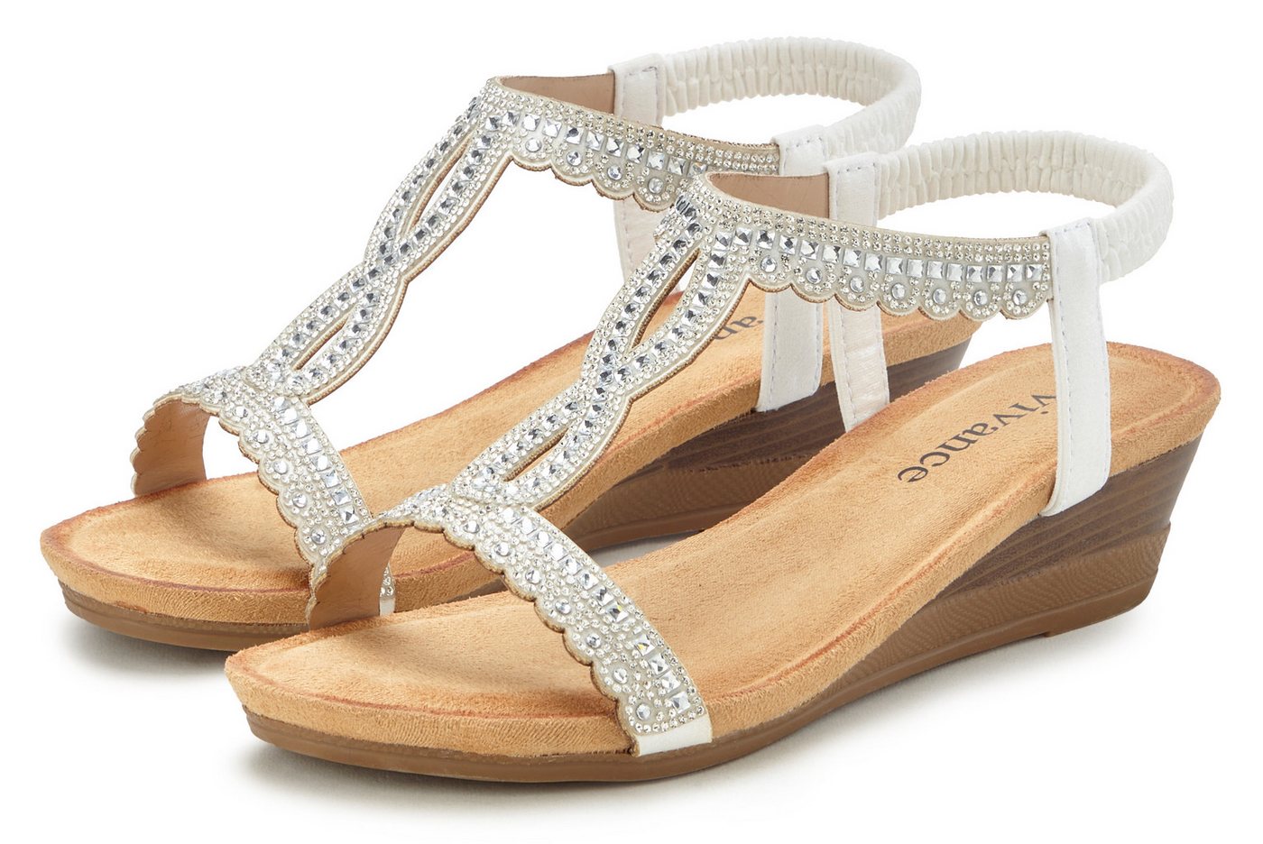 Vivance Sommerschuh Sandalette Sandale, Sommerschuh mit Glitzerdetails und elastischem Riemchen VEGAN