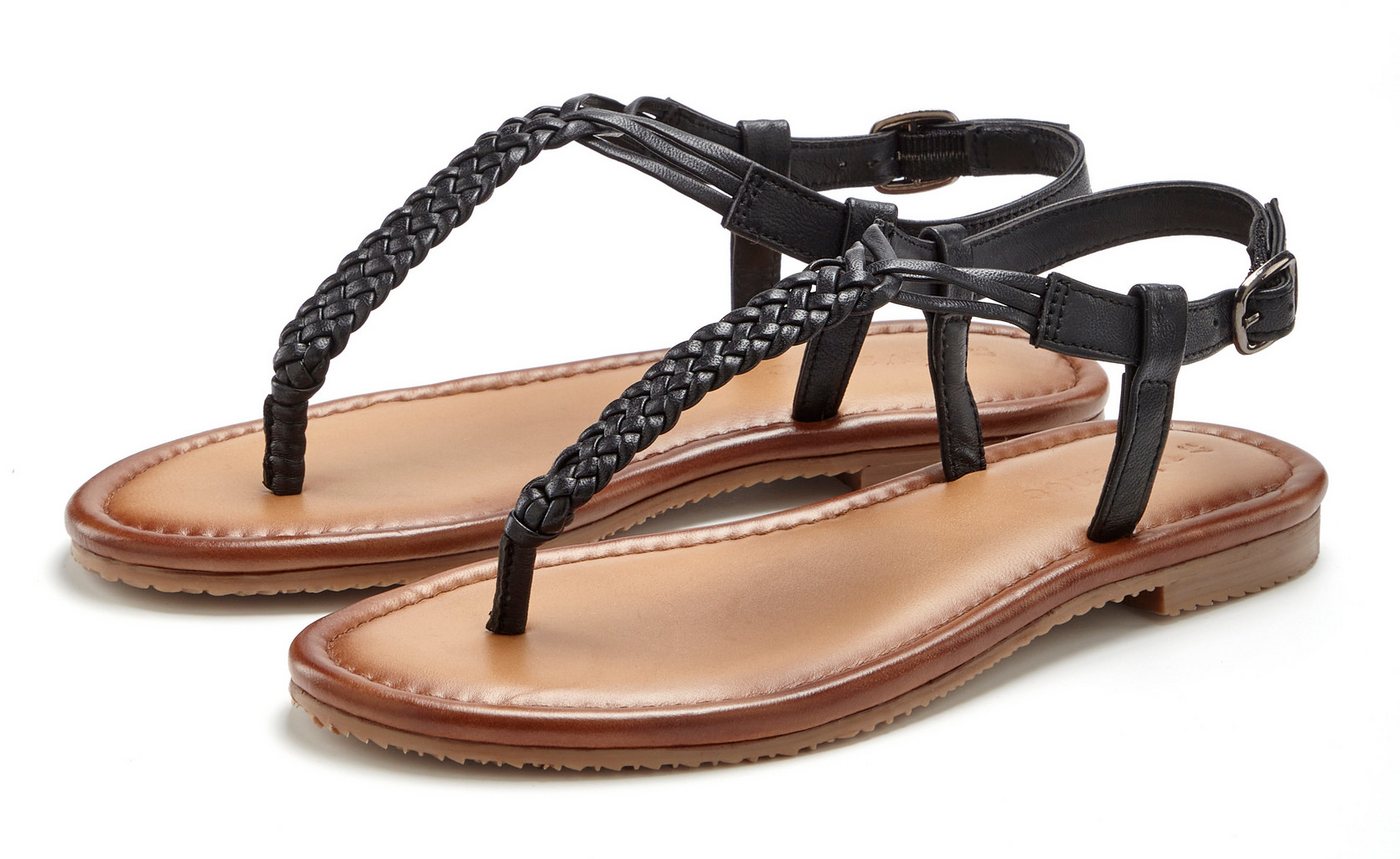 Vivance by Lascana Sandalette, Sommerschuh, Sandale, Ledersandale, Zehentrenner NEU aus Leder mit Flecht-Optik