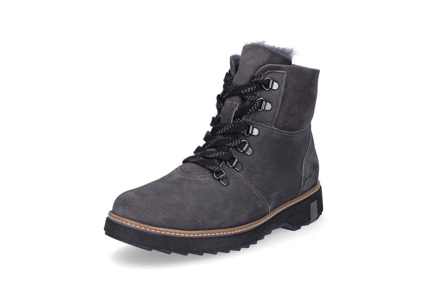 Waldläufer Damen Leder Schnürboot grau Schnürboots