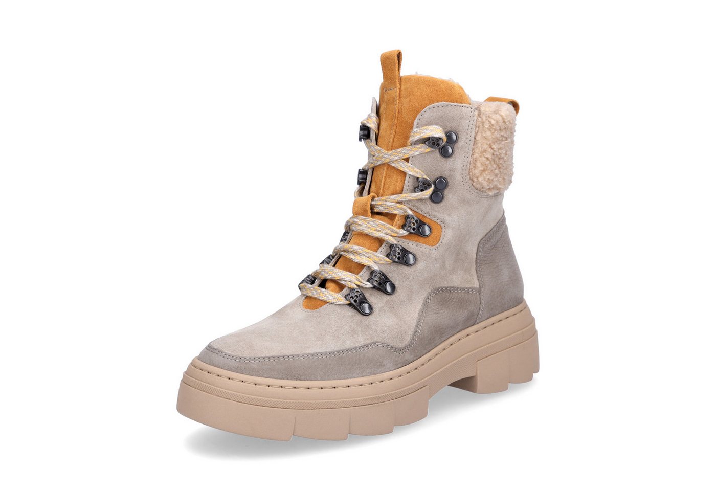 Waldläufer Damen Schnürboot Saiga beige orange Schnürboots
