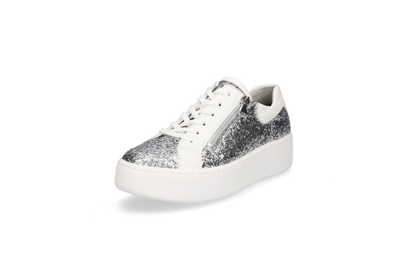Waldläufer Damen Sneaker Nicky silber weiß Glitzer Sneaker