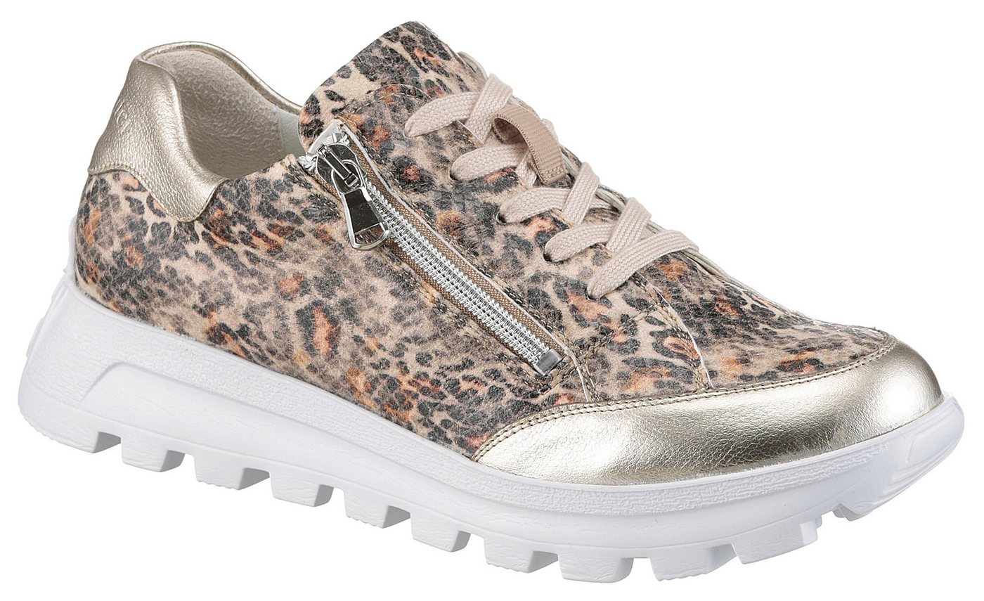 Waldläufer H-AJALA Plateausneaker, Freizeitschuh, Halbschuh, Schnürer in Leo-Optik, Komfortweite H