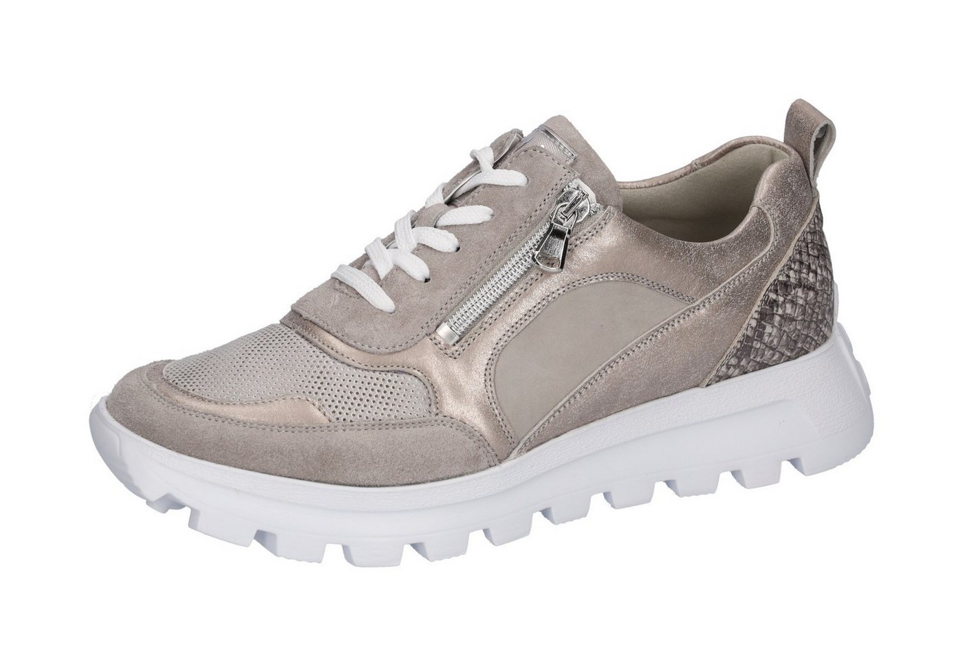 Waldläufer H-AJALA Plateausneaker, Halbschuh, Schnürschuh, Freizeitschuh mit Kontrastbesätzen, Weite H (beige/gold)
