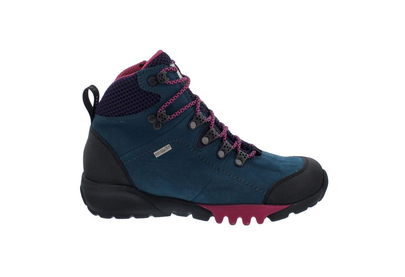 Waldläufer H-AMIATA Bootie, Gummi / 2x Walli / Sport-Net, Lago / Lila Schnürstiefel