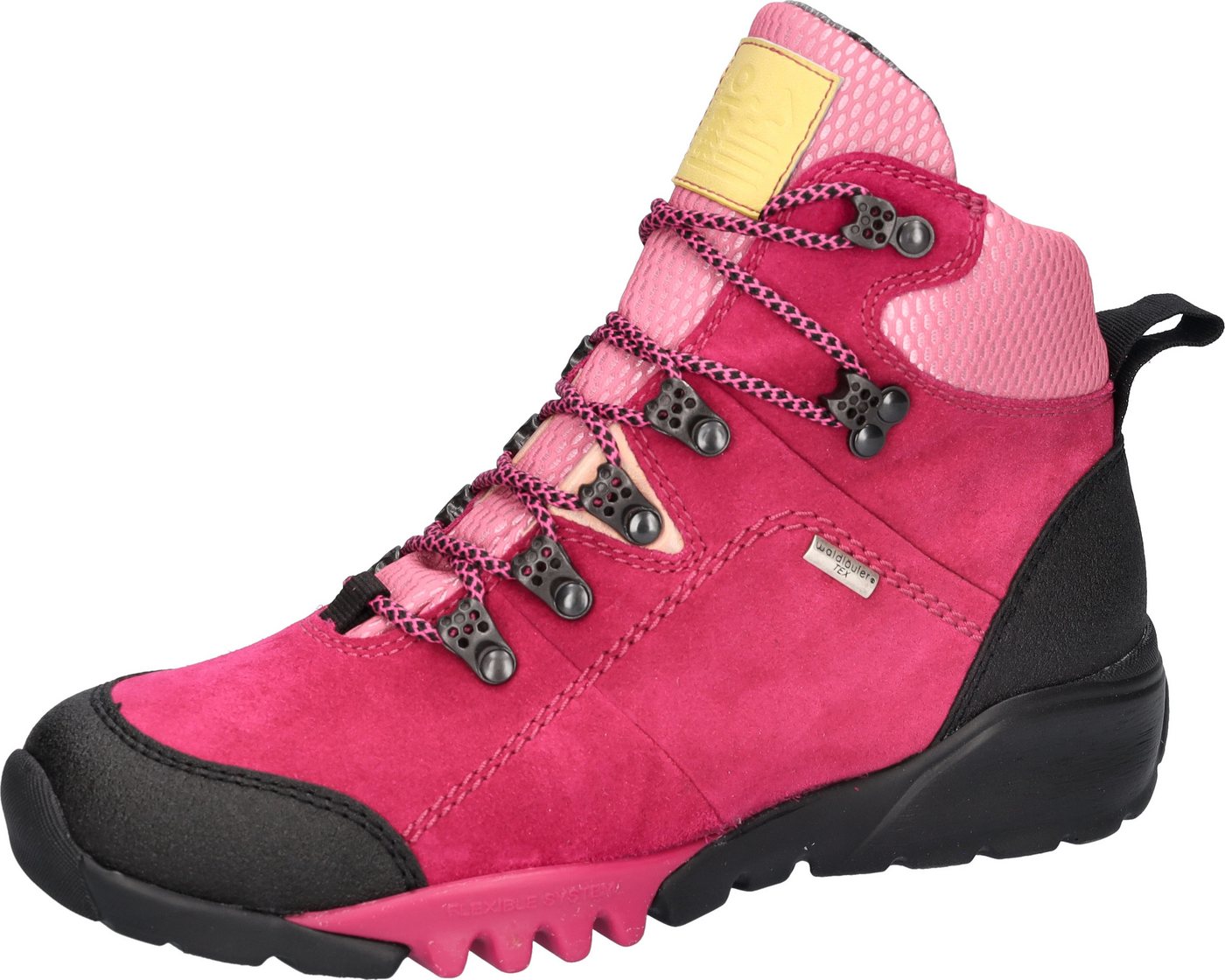 Waldläufer H-AMIATA Trekkingschuh Outdoorschuh, Wanderschuh, Schnürboots, Schuhweite H (sehr weit) (rosa/schwarz)