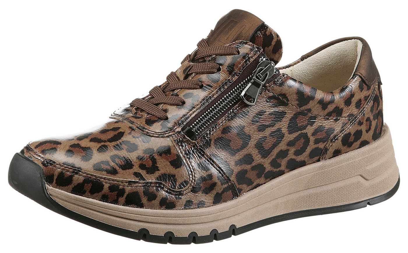 Waldläufer Keilsneaker Bequemschuh, Halbschuh, Schnürschuh im Leo-Look