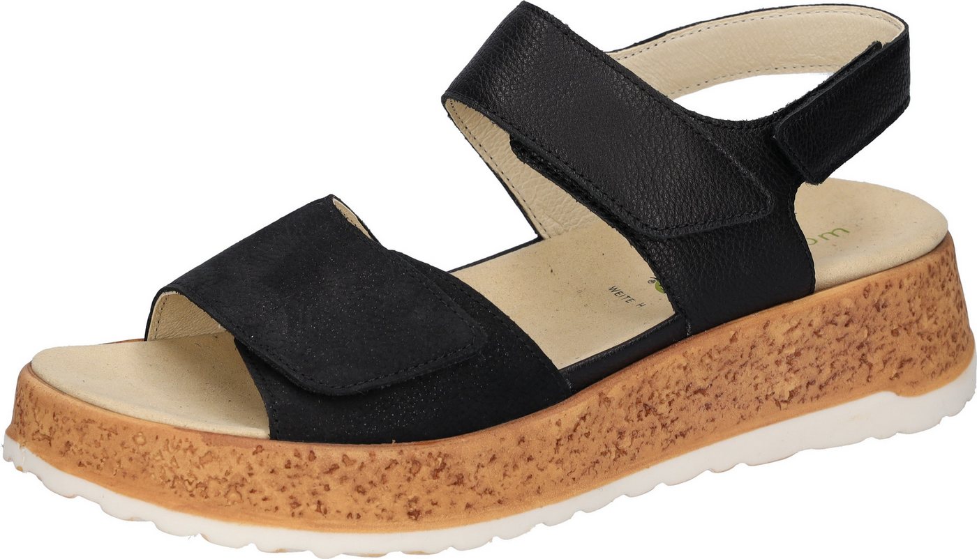 Waldläufer H-LIBBY Plateausandale Sommerschuh, Sandalette, Bequemschuh mit Klettverschlüsse, H-Weite (schwarz)