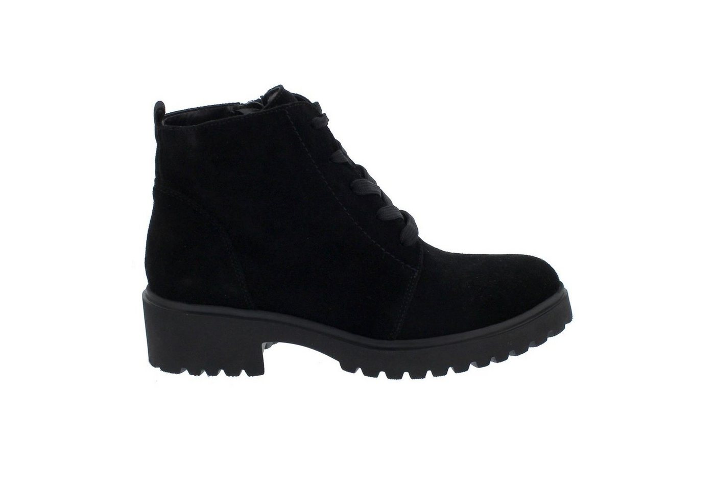 Waldläufer H-Luise Bootie, Order - Velourleder, schwarz, Schnür. u. Re Reißverschlussstiefel