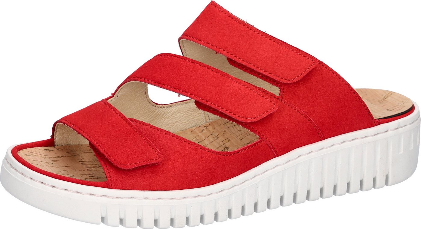 Waldläufer H-WILLOW Pantolette Sommerschuh, Hausschuh, Keilabsatz, mit Korkfußbett, H-Weite (rot)