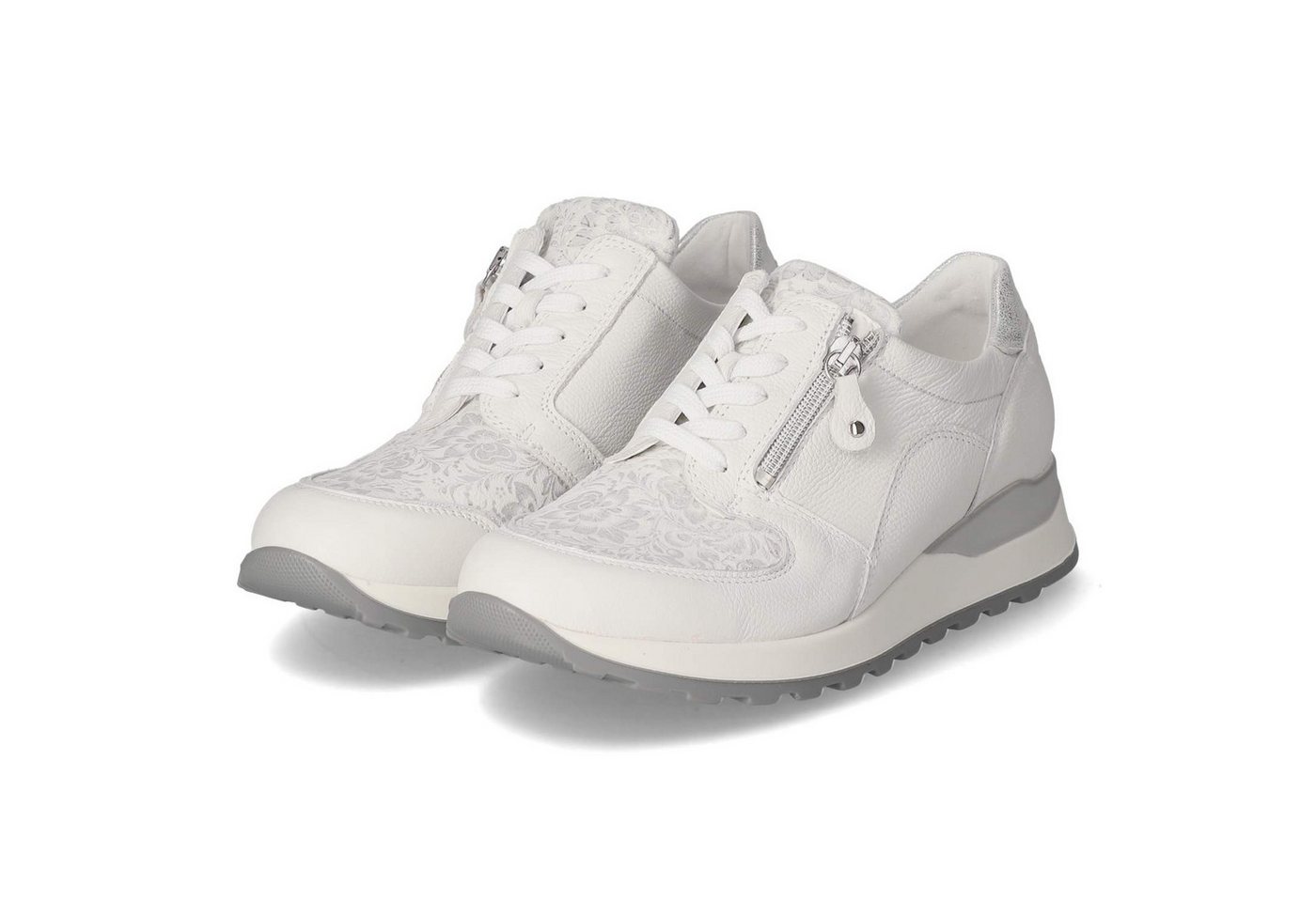 Waldläufer H64007-335/150 Damen Leder & Textil weiss Schnürschuh
