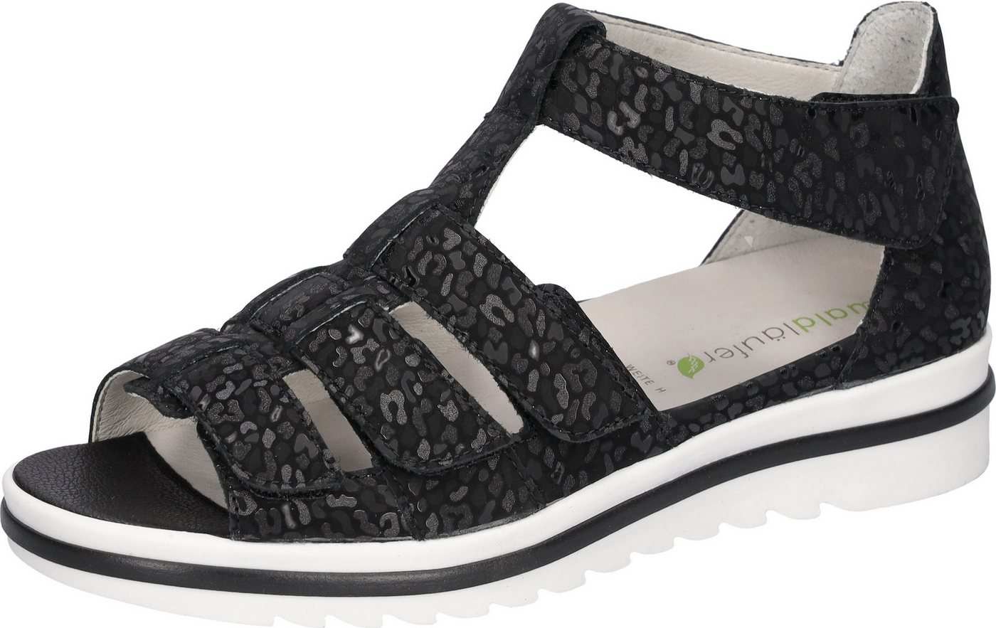 Waldläufer HAKURA Sandale Klettschuh, Sommerschuh, Komfortschuh mit Klettverschlüssen, H-Weite (schwarz)