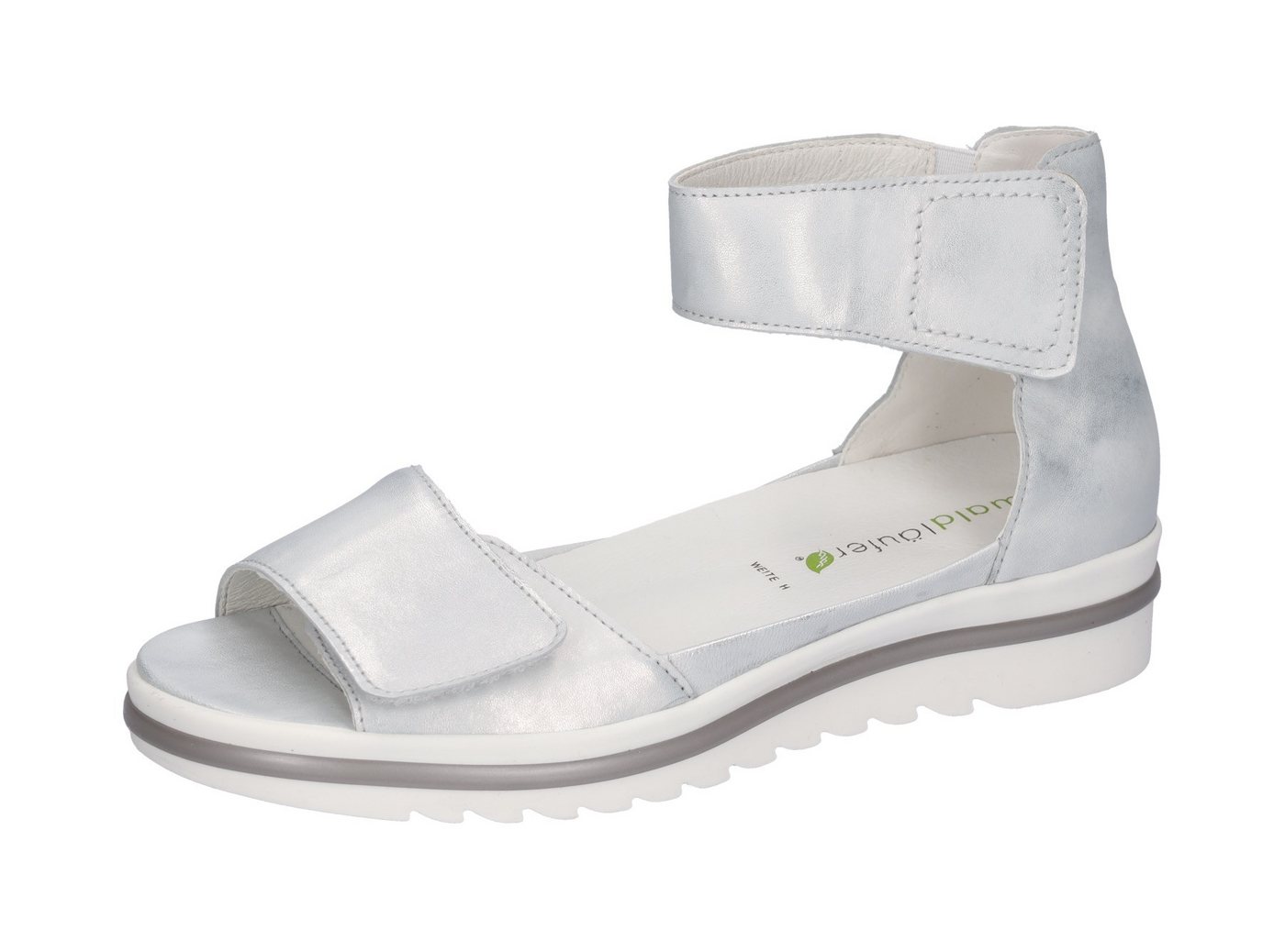 Waldläufer HAKURA Sandale, Sommerschuh, Sandalette, Keilabsatz, in Komfortweite H (sehr weit) (silber)
