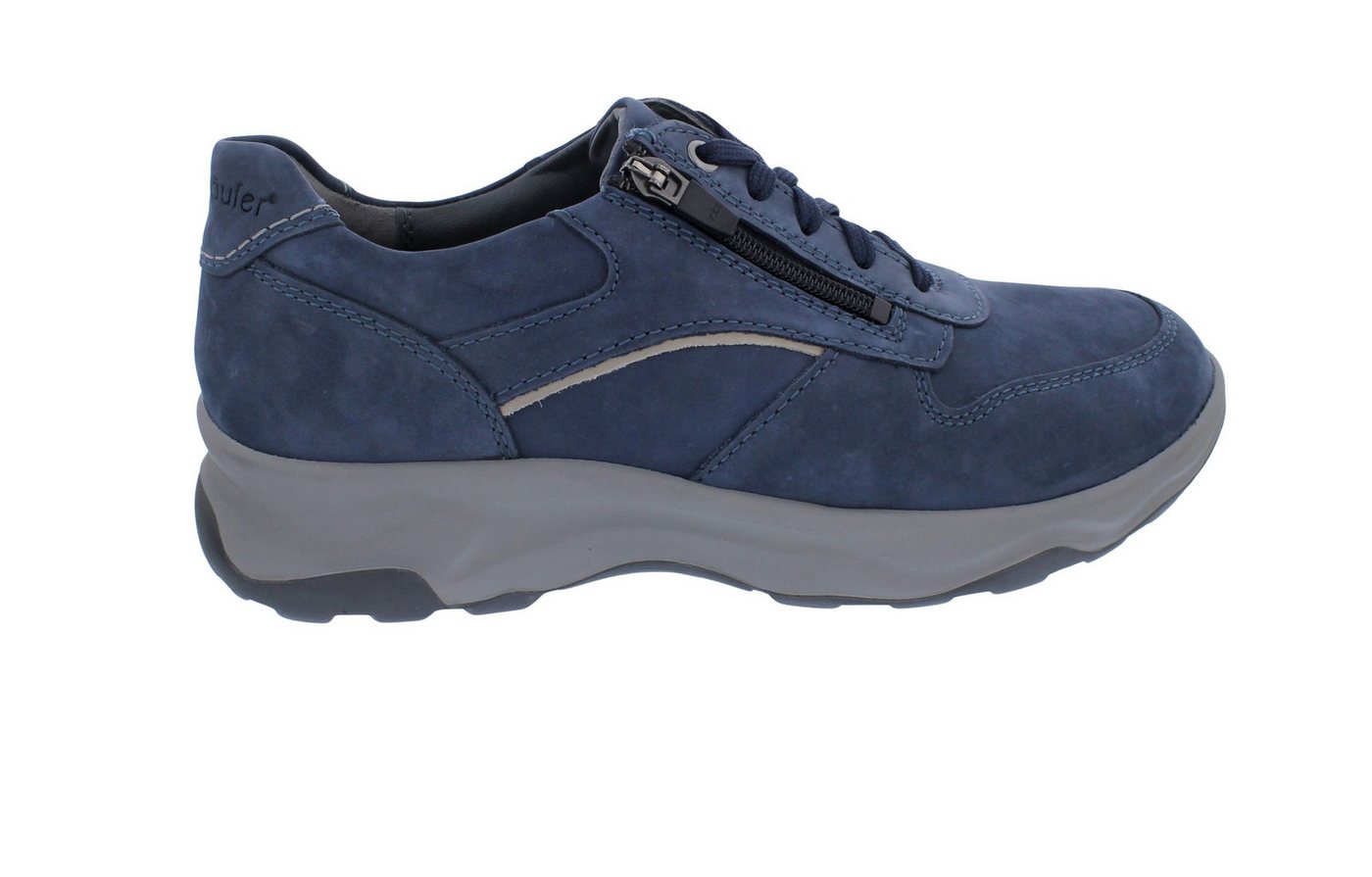 Waldläufer Halbschuh H-Max 718006-410-206, Nubukleder, Jeans-Blau, Rei Schnürschuh