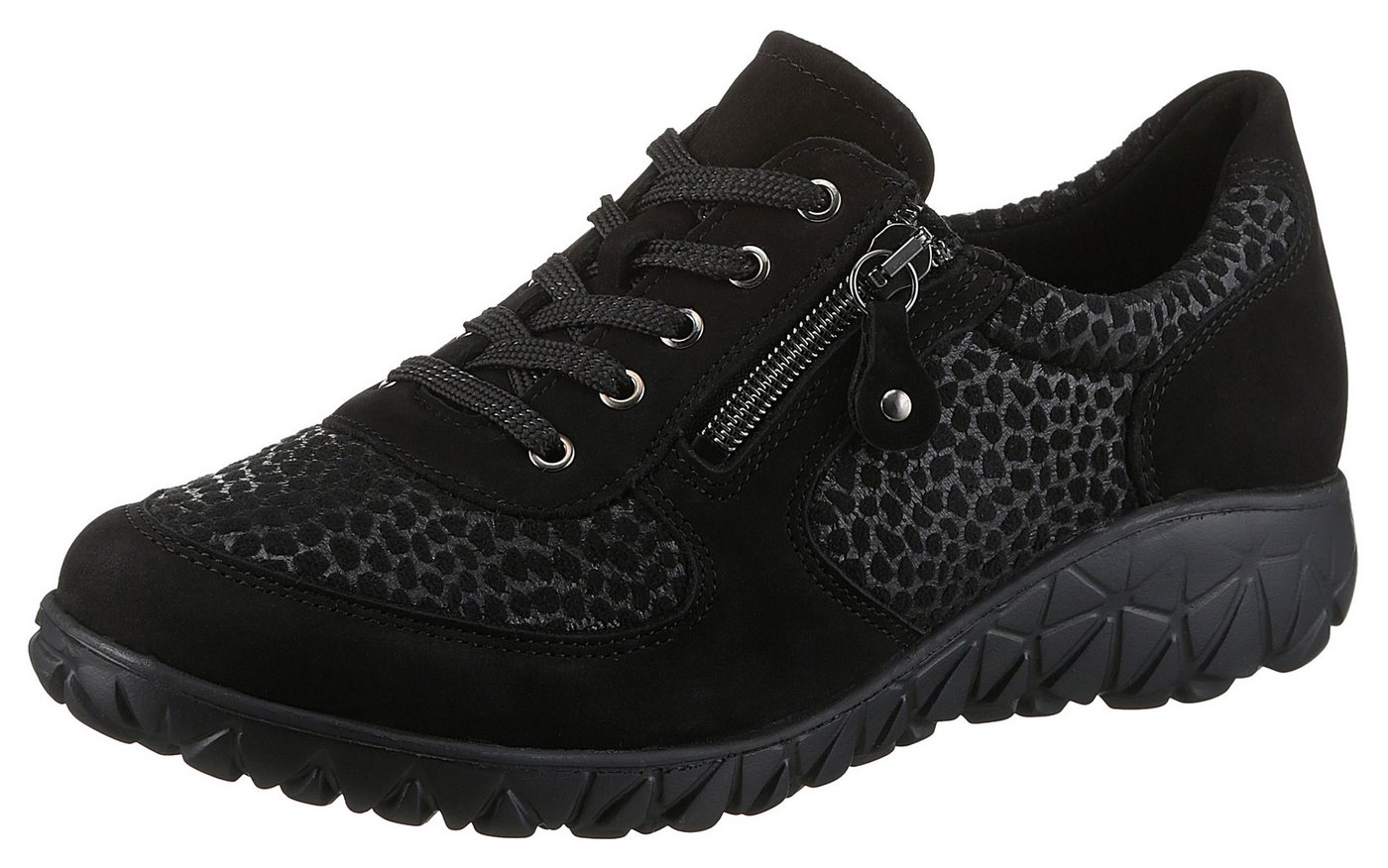 Waldläufer HAVY-Soft Schnürschuh Freizeitschuh, Halbschuh, Komfortschuh mit Reißverschluss, H-Weite