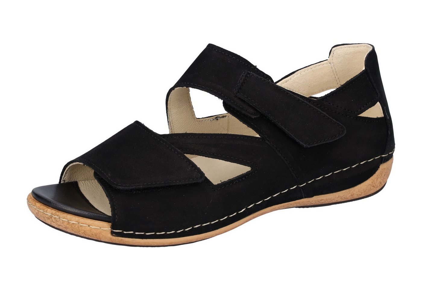 Waldläufer HELIETT Sandale, Keilsandalette, Sommerschuh, Komfortschuh, Klettverschlüsse, H-Weite (schwarz)