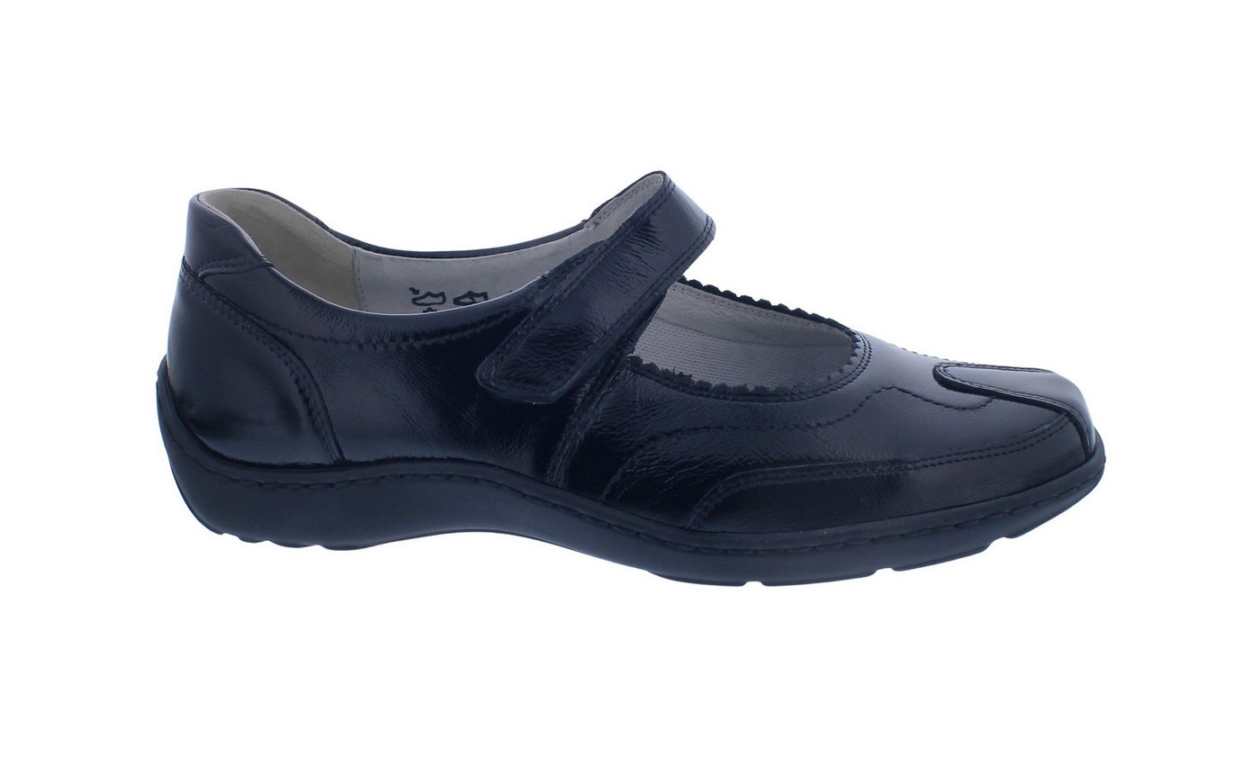 Waldläufer Henni Ballerina Klettver., Lackleder, schwarz, Pro-Aktiv Fu Klettschuh