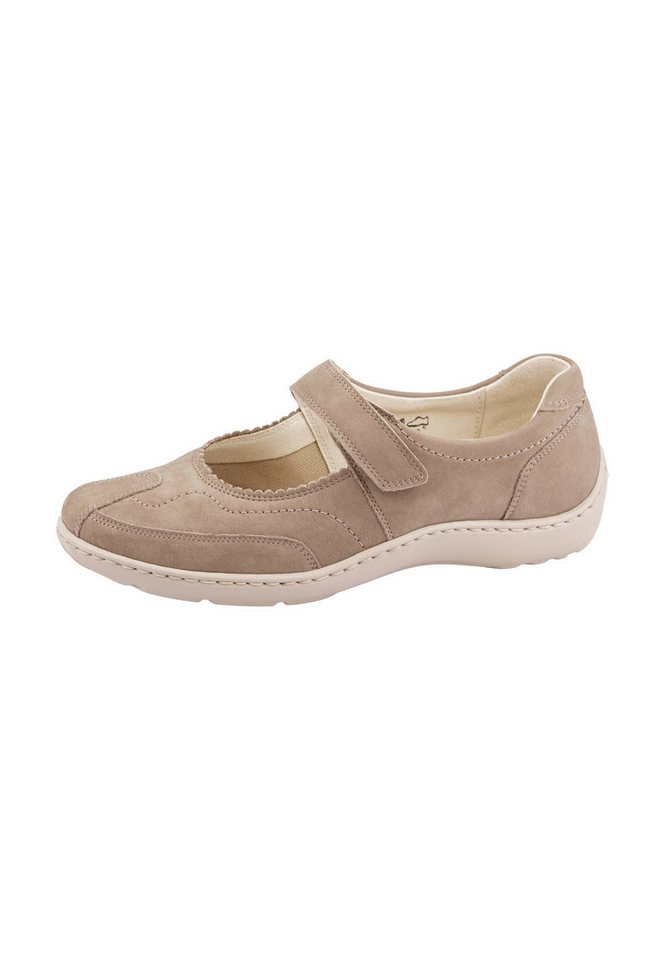 Waldläufer HENNI Riemchenballerina Slipper, Bequemschuh, Klettschuh in komfortabler Weite H (sehr weit) (beige)