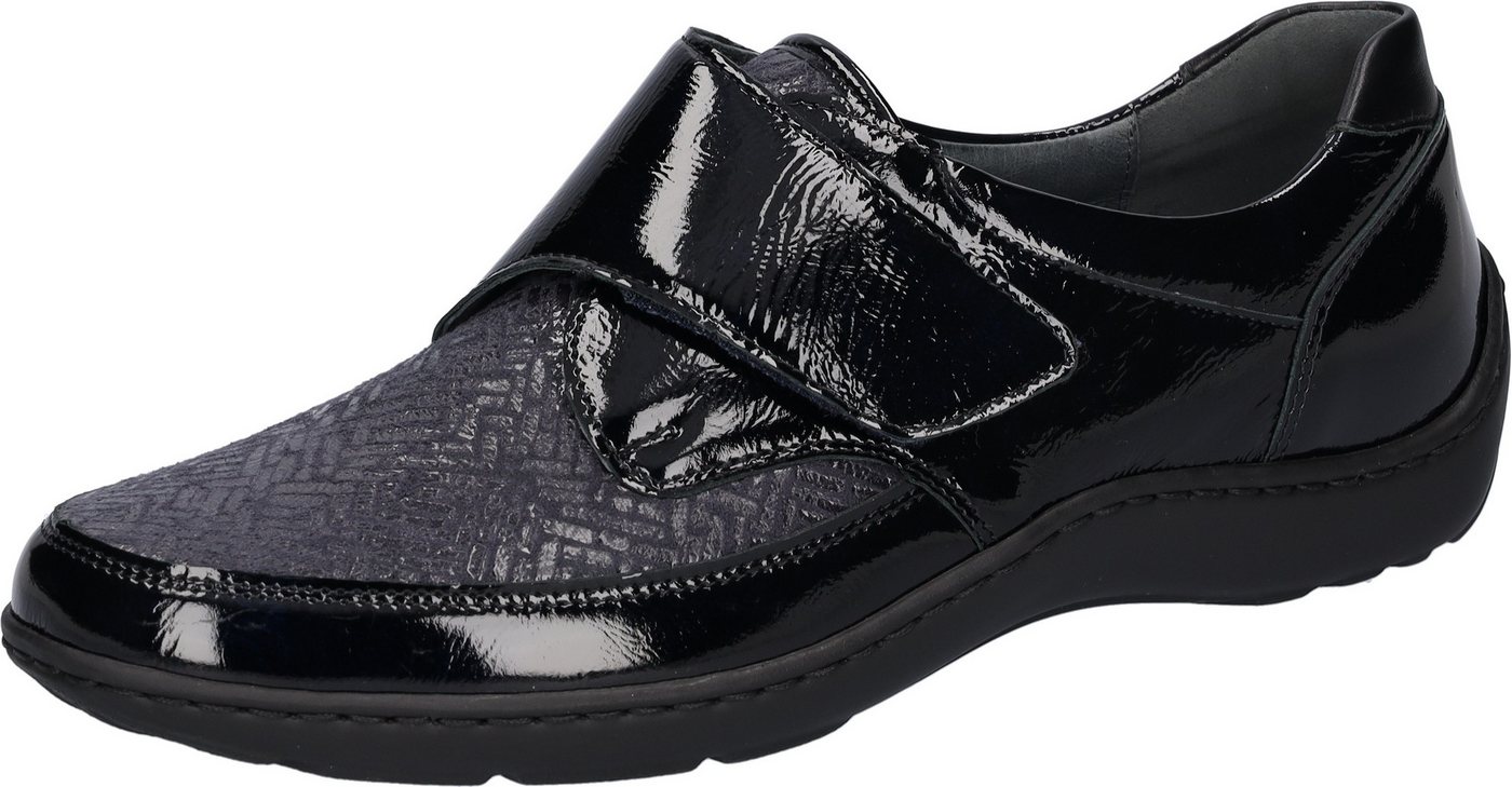 Waldläufer HENNI-Soft Klettschuh, Bequemschuh, Komfortschuh in Lack-Optik, Weite H = sehr weit (blau)