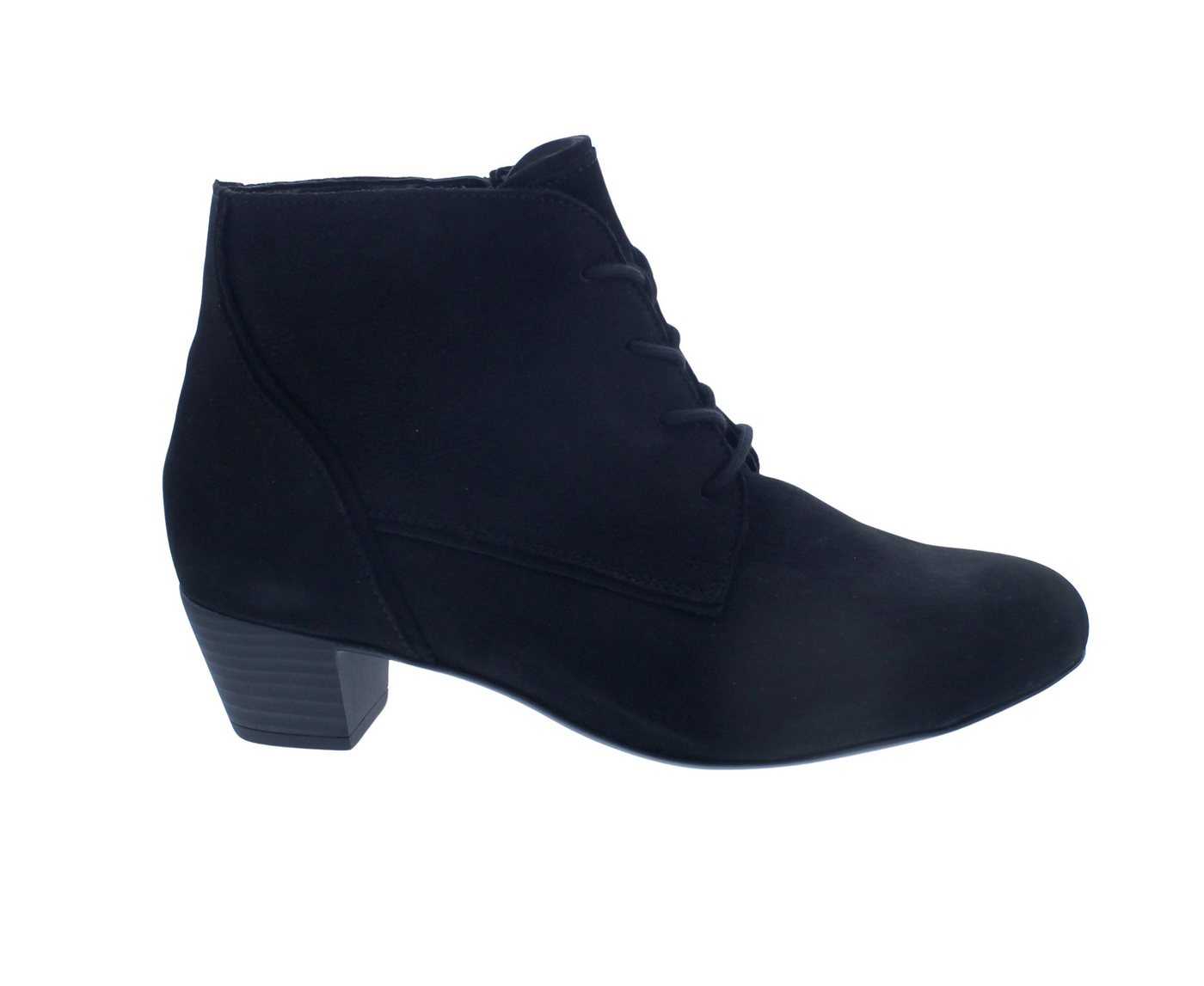 Waldläufer Hilaria Stiefellette, Nubukleder, schwarz, Schnür. u. Reißv Reißverschlussstiefel