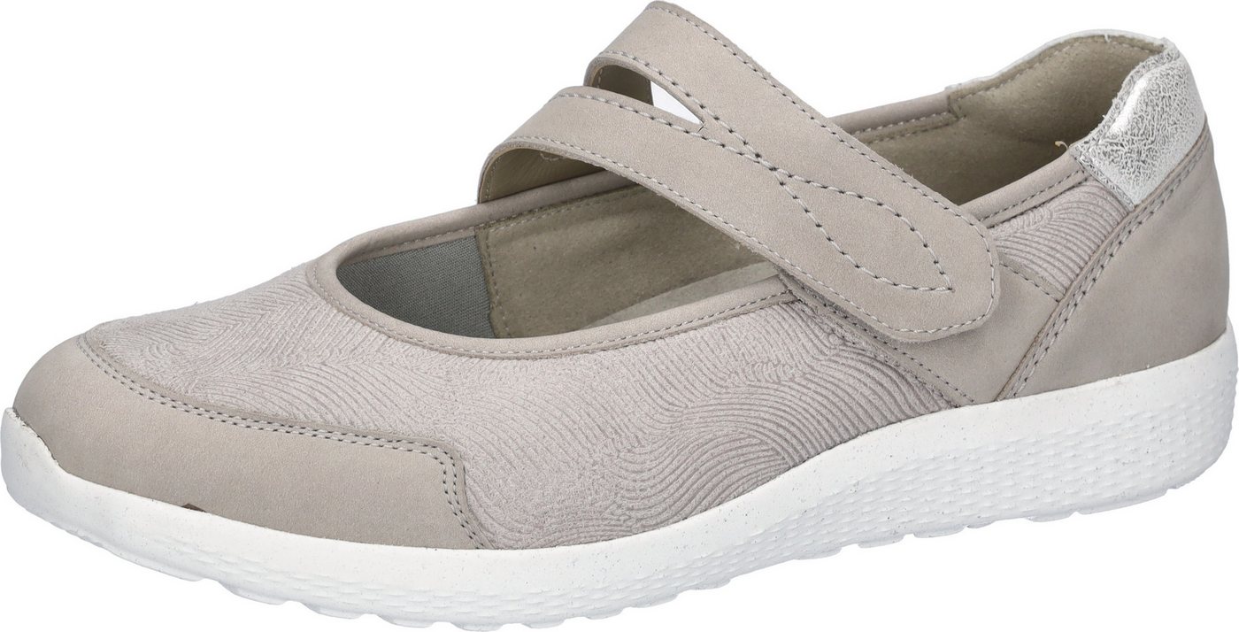 Waldläufer K-IRA Soft Riemchenballerina Schlupfschuh mit Klettriegel, Bequemschuh, K-Weite (grau/silber)