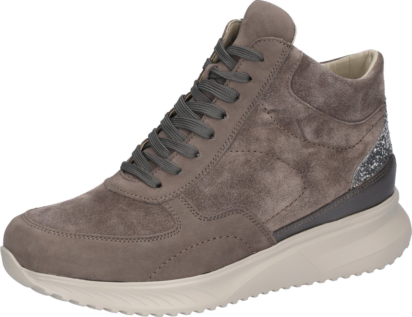 Waldläufer K-JANKA Schnürboots Schnürstiefelette, Bequemschuh, Glitter an der Ferse, K-Weite