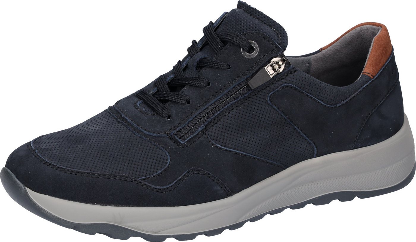 Waldläufer K-JOHN Sneaker Schnürschuh, Bequemschuh, H-Weite, mit seitlichem Reißverschluss (blau/braun)