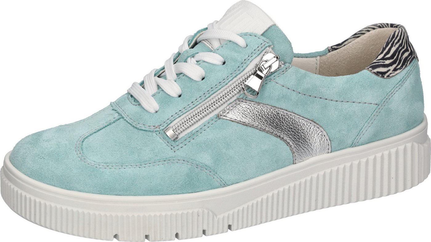 Waldläufer K-SANSA Plateausneaker Schnürschuh, Halbschuh, Freizeitsneaker mit Leder-Fußbett, K-Weite (grün/silber)