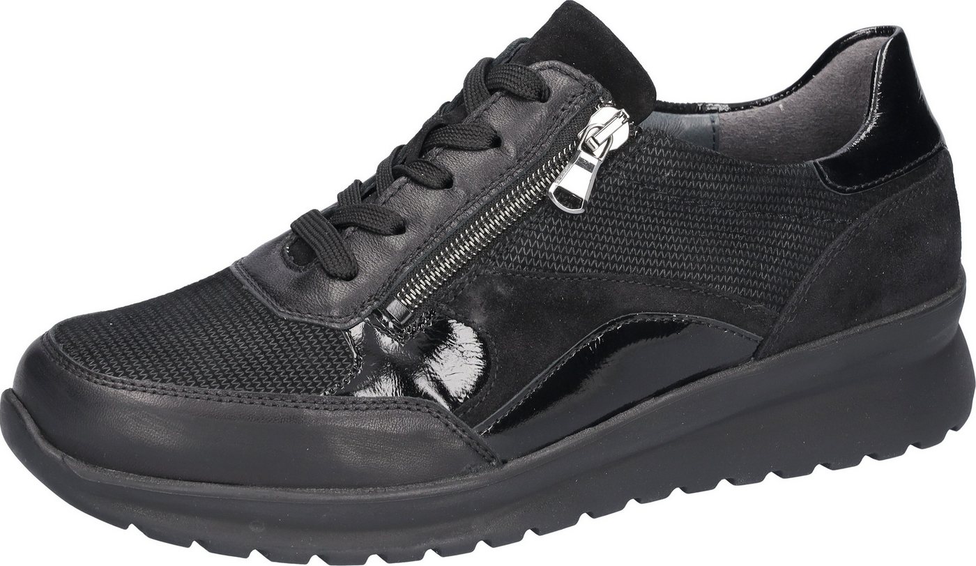 Waldläufer K-Sunny Schnürschuh Keilsneaker, Bequemschuh, Komfortschuh in Weite K = extraweit (schwarz)