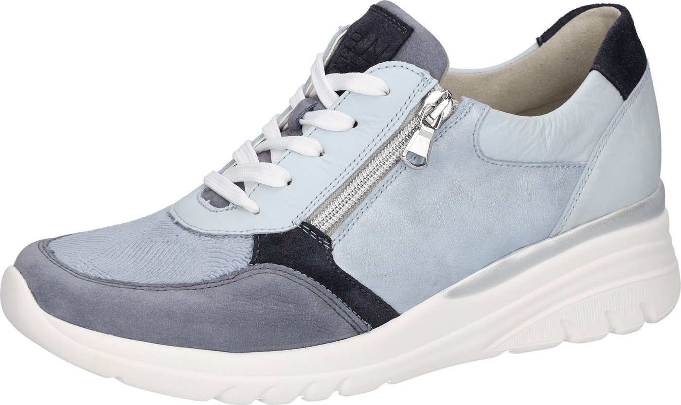 Waldläufer Keilsneaker Schnürschuh, Halbschuh, Freizeitschuh mit Kontrastbesatz (blau)