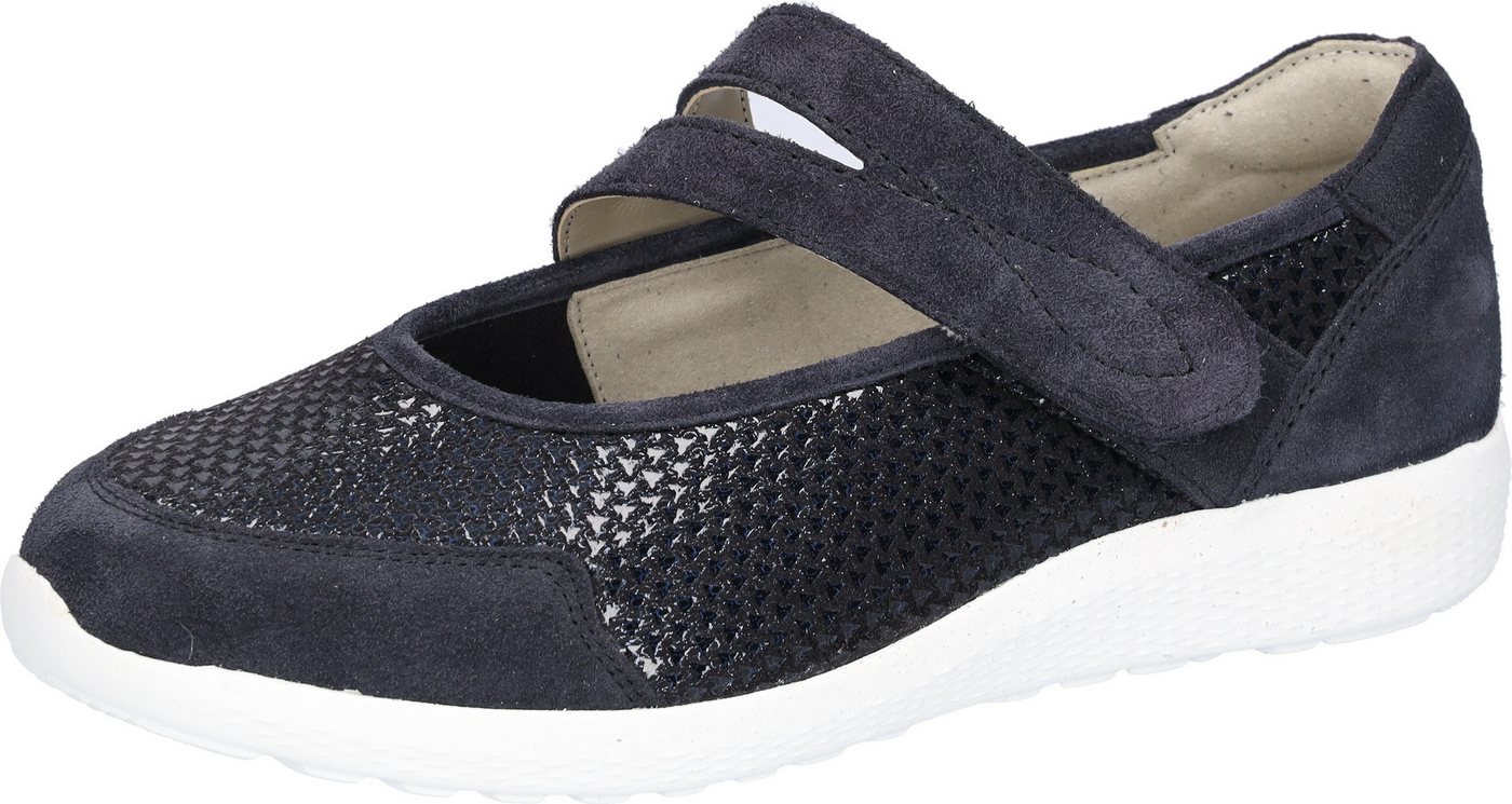 Waldläufer M-IRA Soft Riemchenballerina Slipper, Komfortschuh, Orthotritt-Funktion, Spezialweite M (blau)