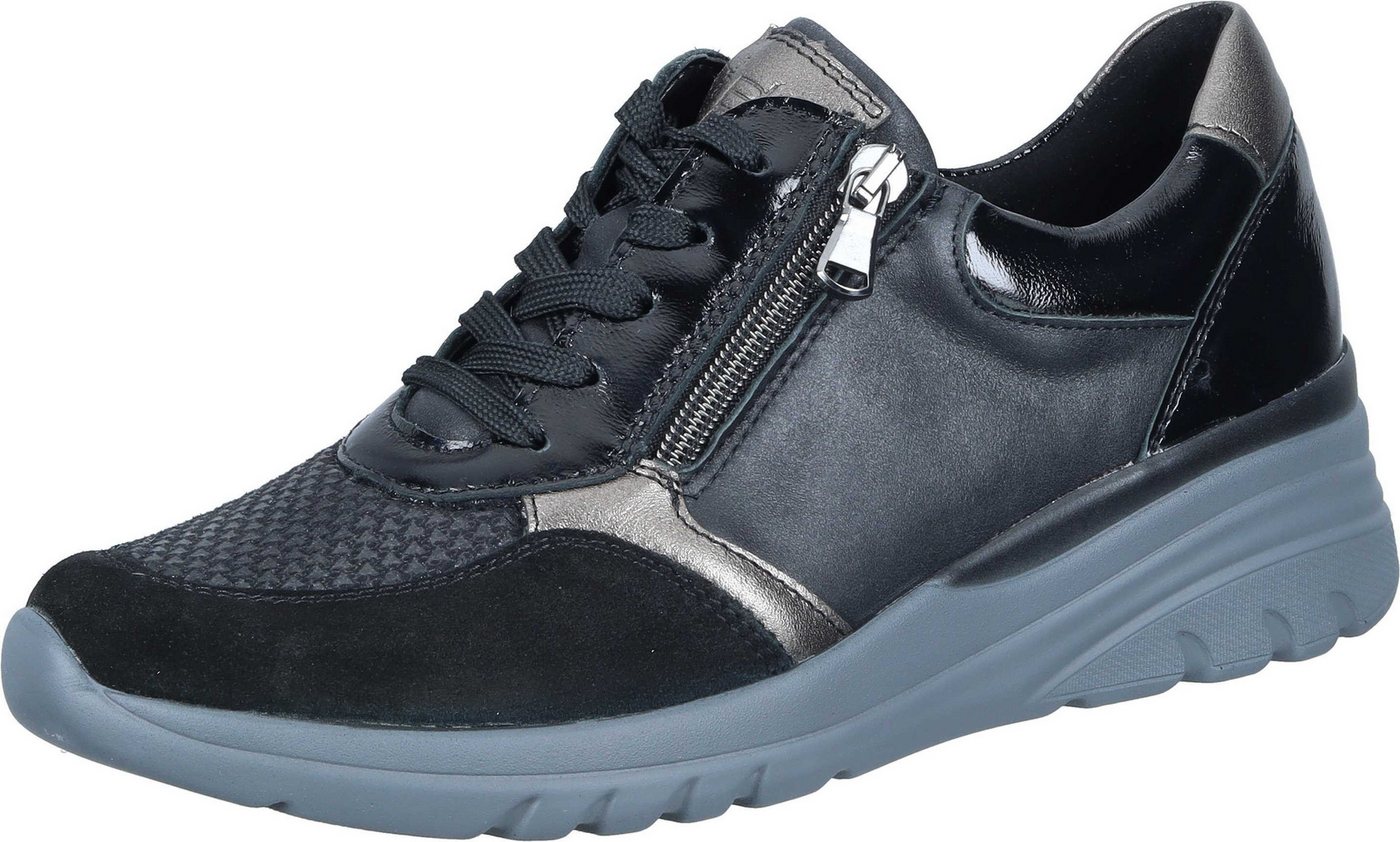 Waldläufer Schnürer Schnürschuh aus Stretch Material (schwarz)