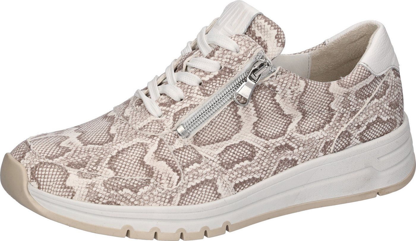Waldläufer Sneaker Schnürschuh, Halbschuh, Freizeitsneaker mit Reißverschluss (beige/weiß)