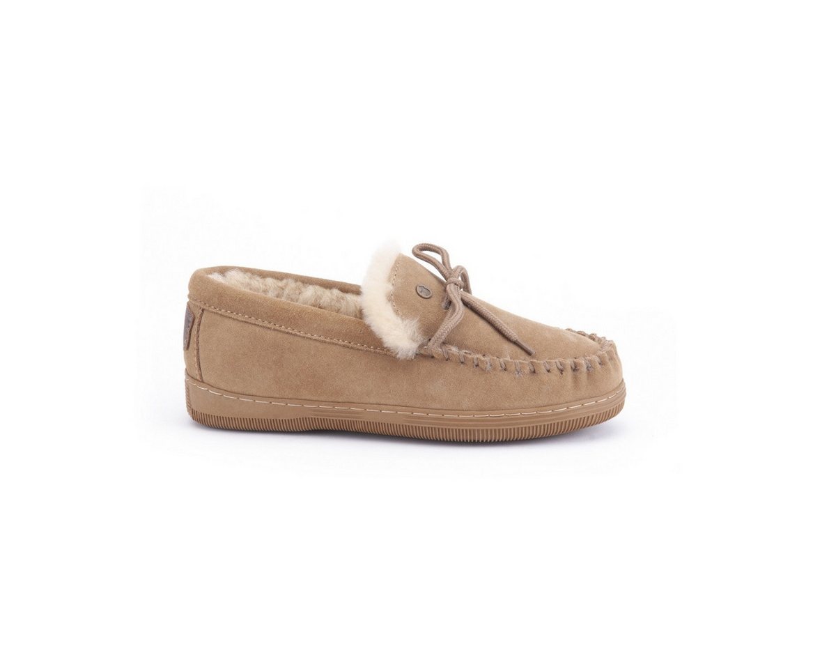 Warmbat Pantoffel Koala Suede mit Merino Schaffell camel Damen Hausschuh
