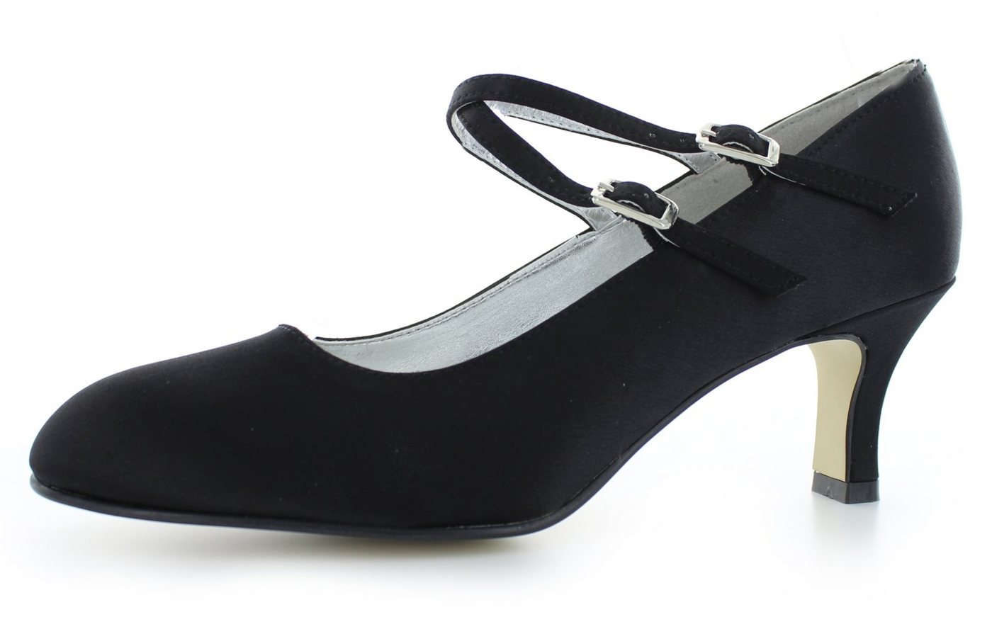White Lady 251 bequeme Spangenpumps aus Satin Spangenpumps (schwarz)