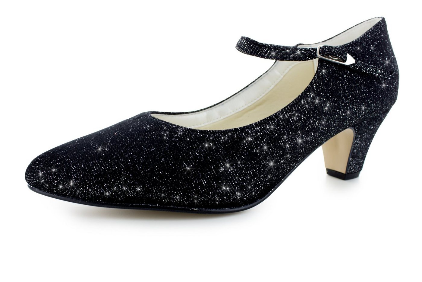 White Lady 738 Softglitter Pumps mit breitem Absatz Spangenpumps