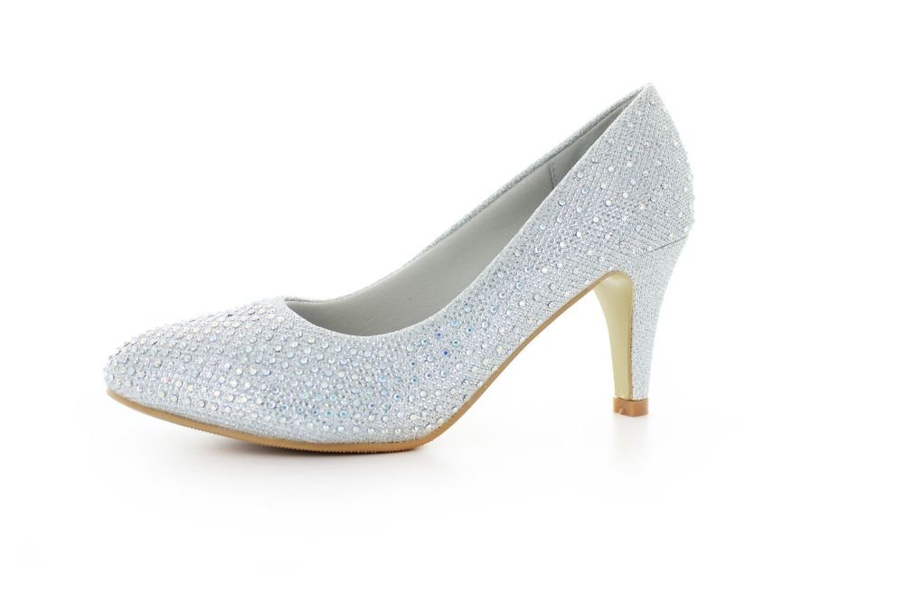 White Lady 823 Glitter Strass Pumps