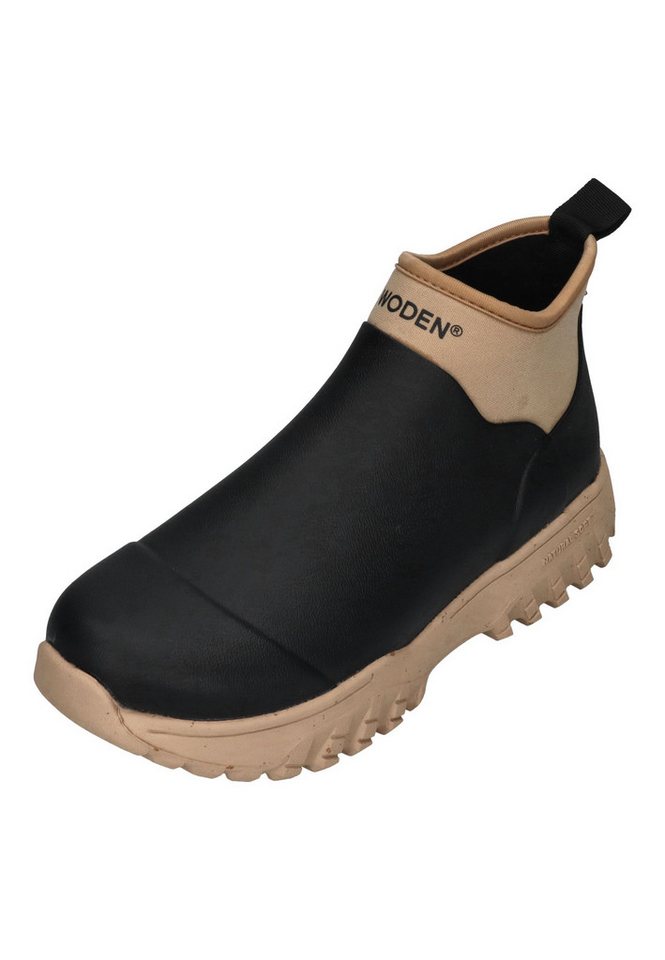 Woden IRENE WATERPROOF Gummistiefel Black Coffee Cream