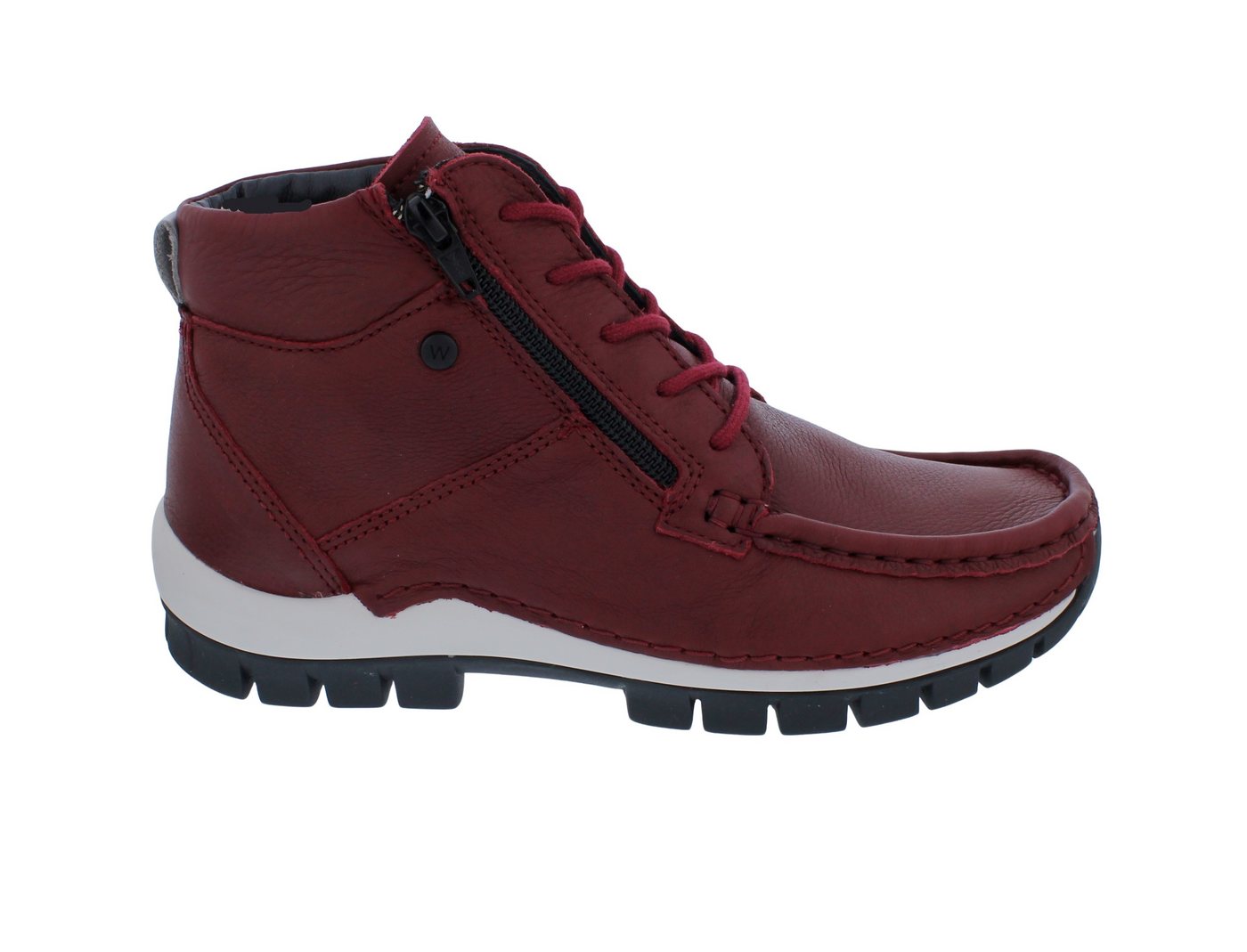 Wolky Boost Bootie 0474030-553, Tresor - Glattleder, Cherry red (rot), Schnürstiefel