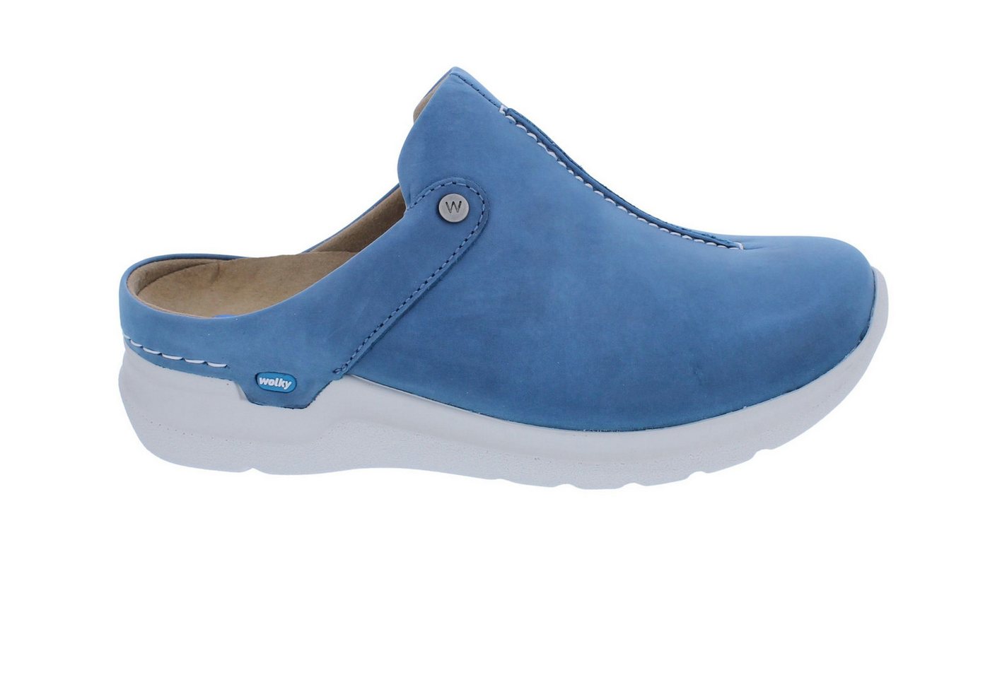 Wolky Clog Holland DB 0662536-804, Nubukleder, Blau, Fußbett zum Wechs Clog