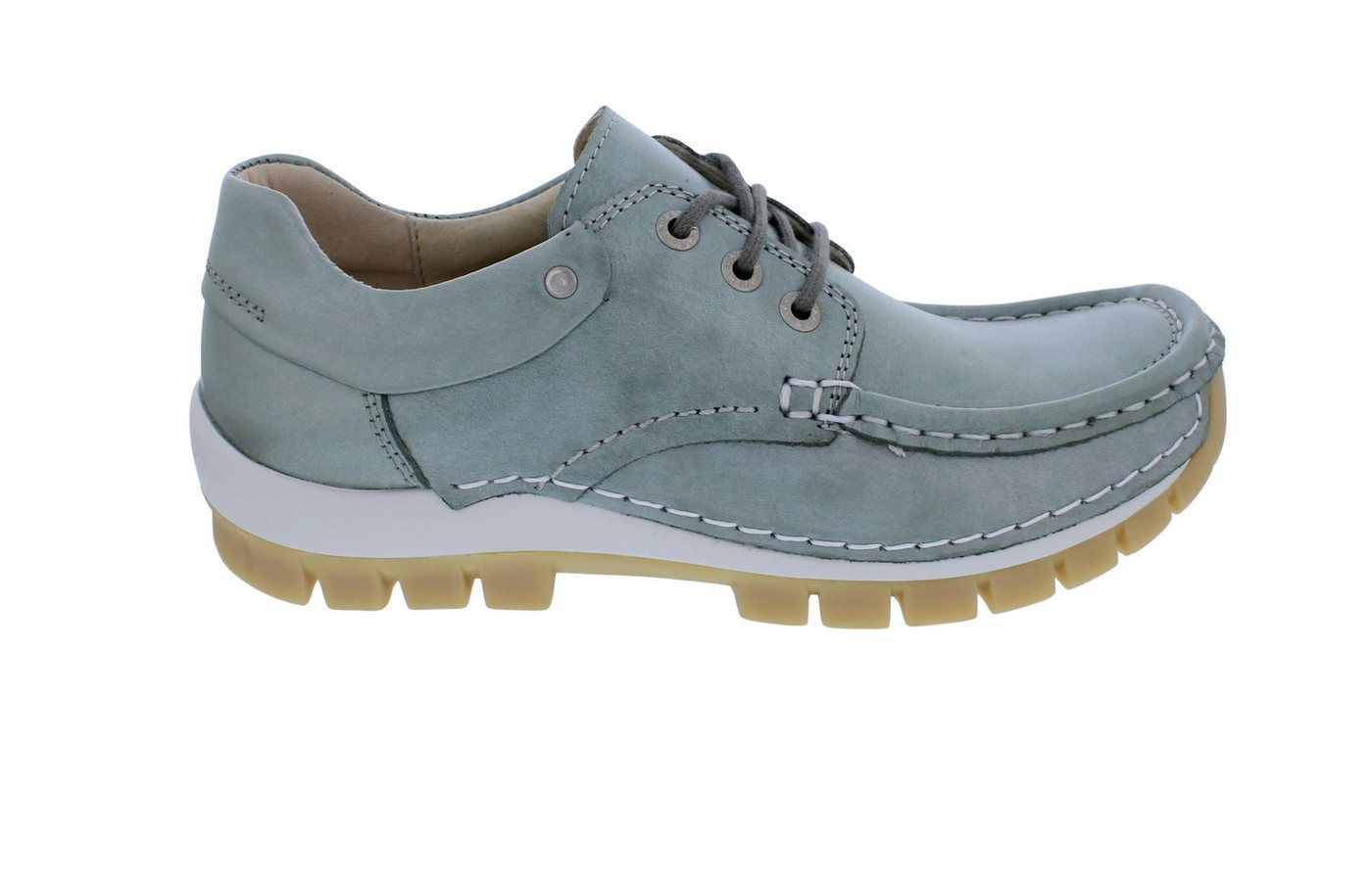 Wolky Halbschuh Fly 0470161-701, schimmerndes Glattleder, Grün, Fußbet Schnürschuh