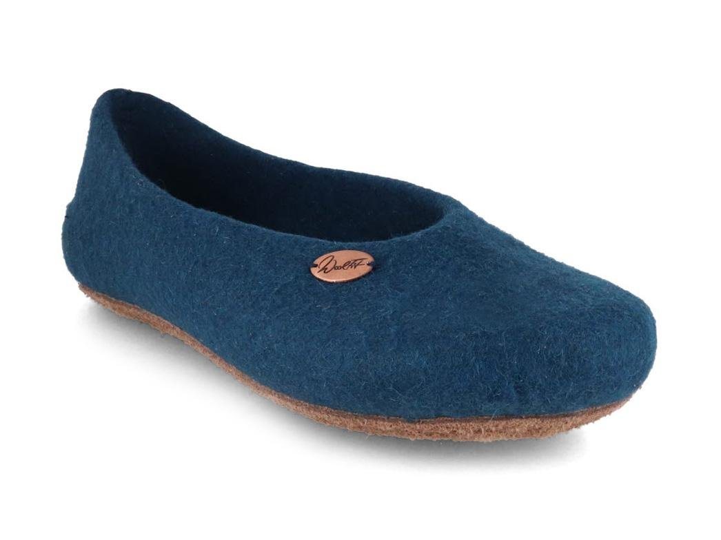 WoolFit handgefilzte Ballerina-Hausschuhe Hausschuh mit vegetabiler Ledersohle