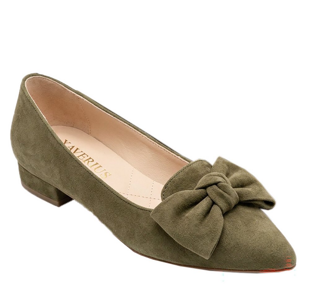XAVER LUIS Schuhmanufaktur Ballerinas Cocos mit Schleife oliv Ballerina