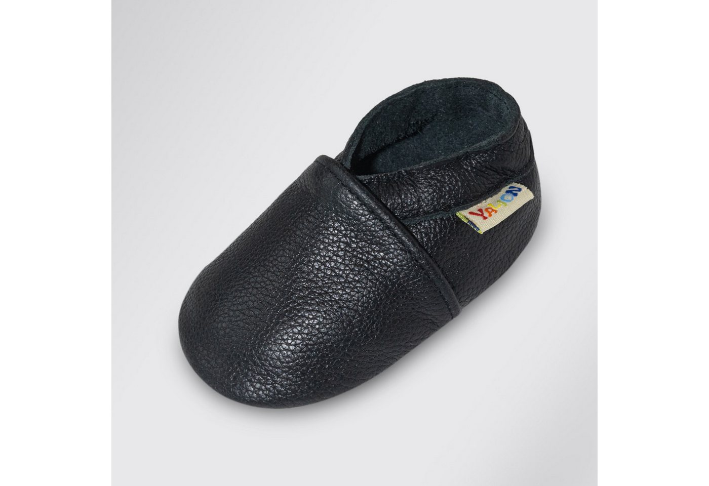 Yalion Baby Schwarz Leder Lauflernschuhe Babyschuhe Jungen Mädchen Baby Krabbelschuh (1-tlg) Baby Schuh aus echtem Leder,Barfußgefühl & rutschfester Sohle