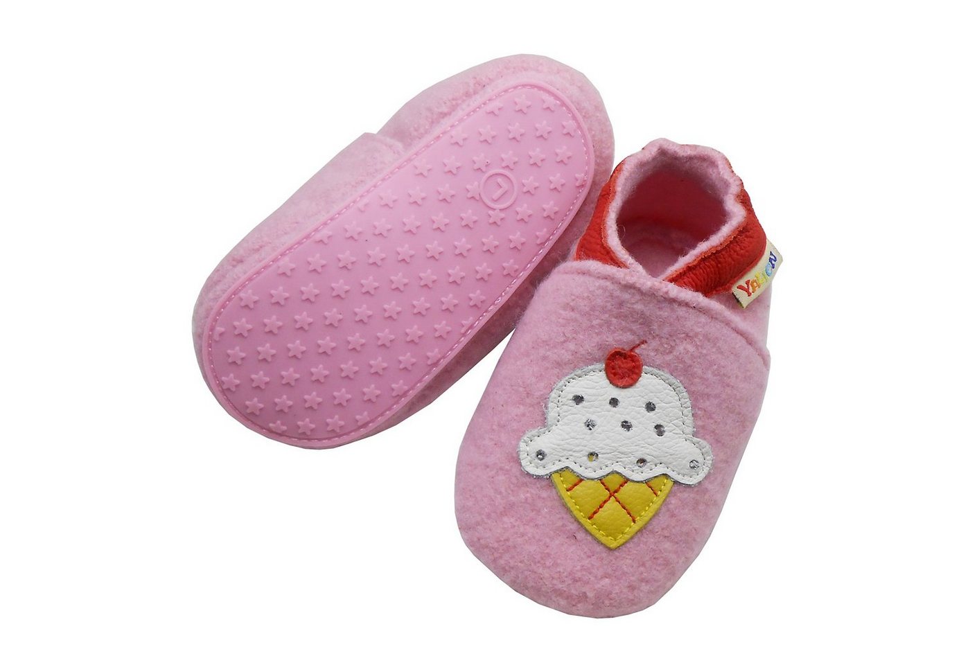 Yalion Krabbelschuh Filz Hausschuhe aus 100% Schafwolle, Erdbeer Rosa Krabbelschuh