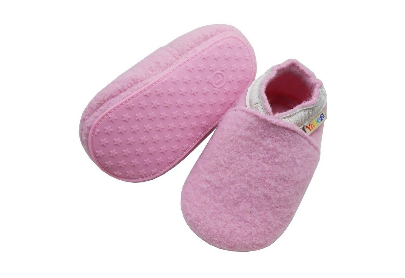 Yalion Krabbelschuh Filz Hausschuhe aus 100% Schafwolle, Grau Krabbelschuh elastisch